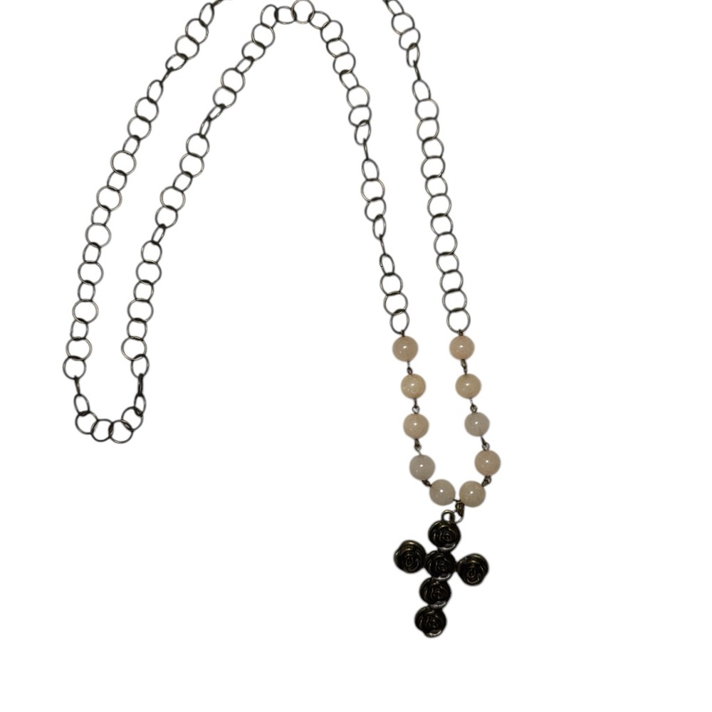 Elegant Dark Brushed Gold and rose Cross Necklace